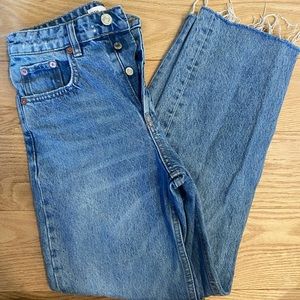 Zara light to medium wash straight ankle jeans